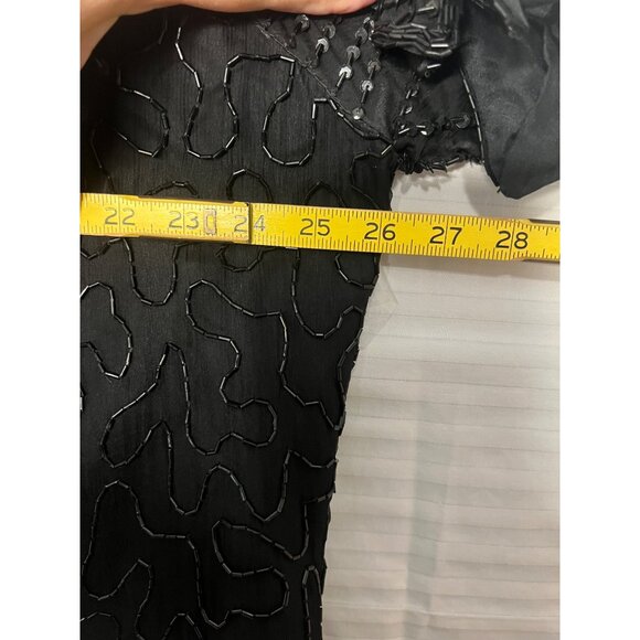 Vintage Laurence Kazar Black Beaded Silk Top 3X Short Sleeve Party Elegant sheer - Picture 16 of 16